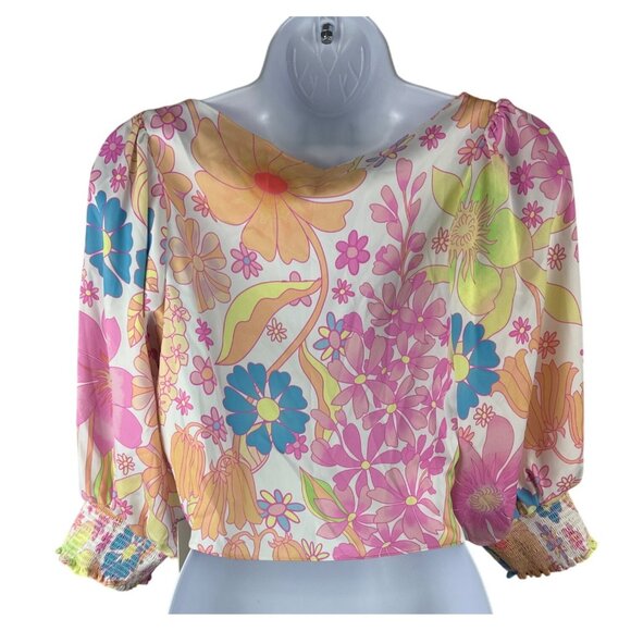 Beach Bunny Ruby Women's Crop Top Floral Swim Cover Up Front Tie Size Medium NEW - Picture 5 of 10